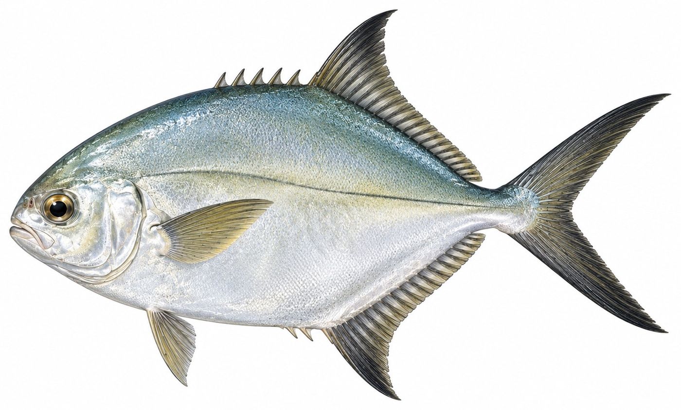 Identification plate: Shortfin pompano